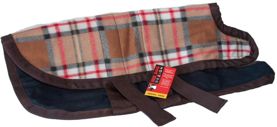 red check dog coat